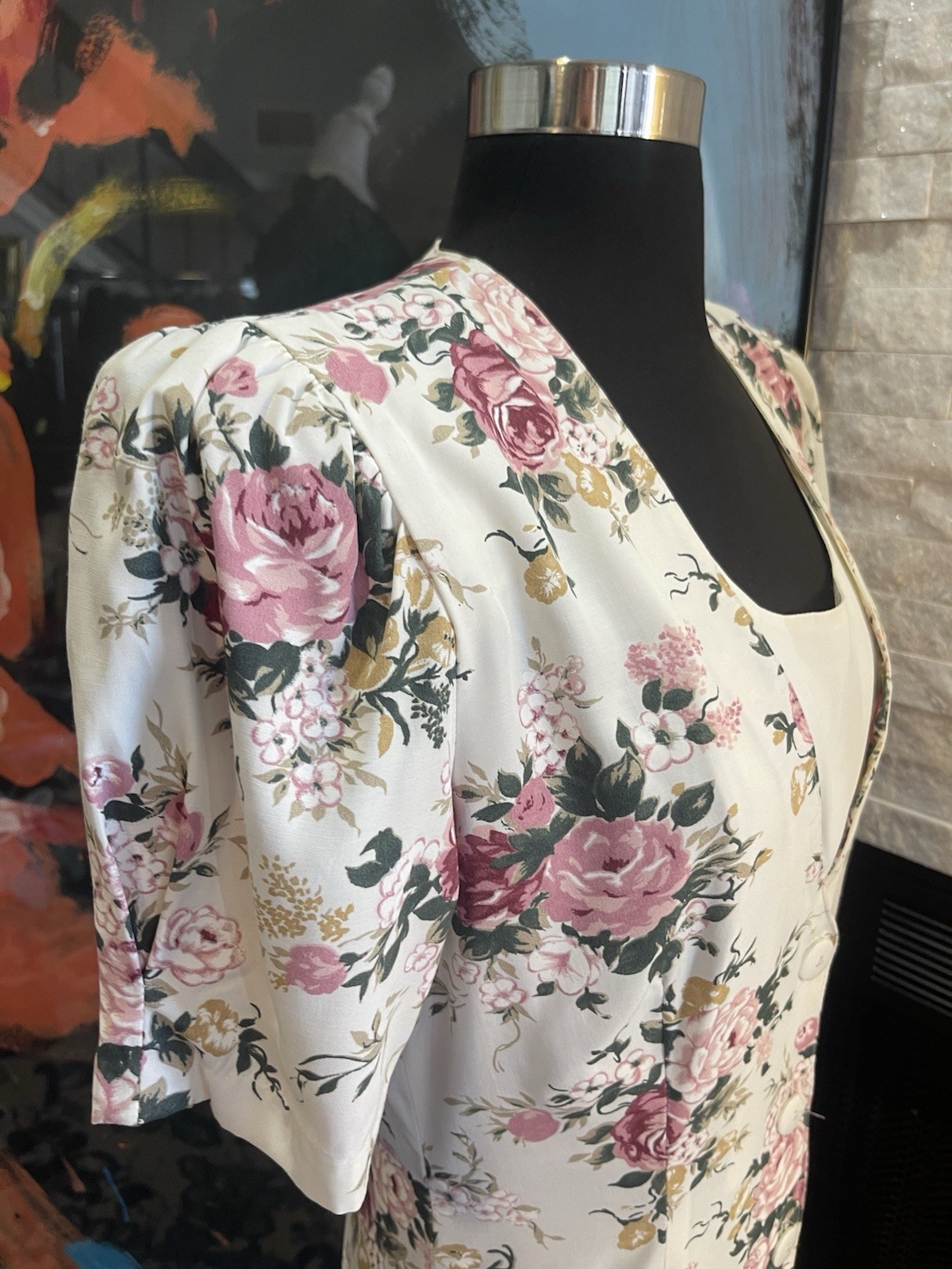 Vintage Byer Dress Floral Rose Granny Core Dress Cottage Core Size 7 1980s