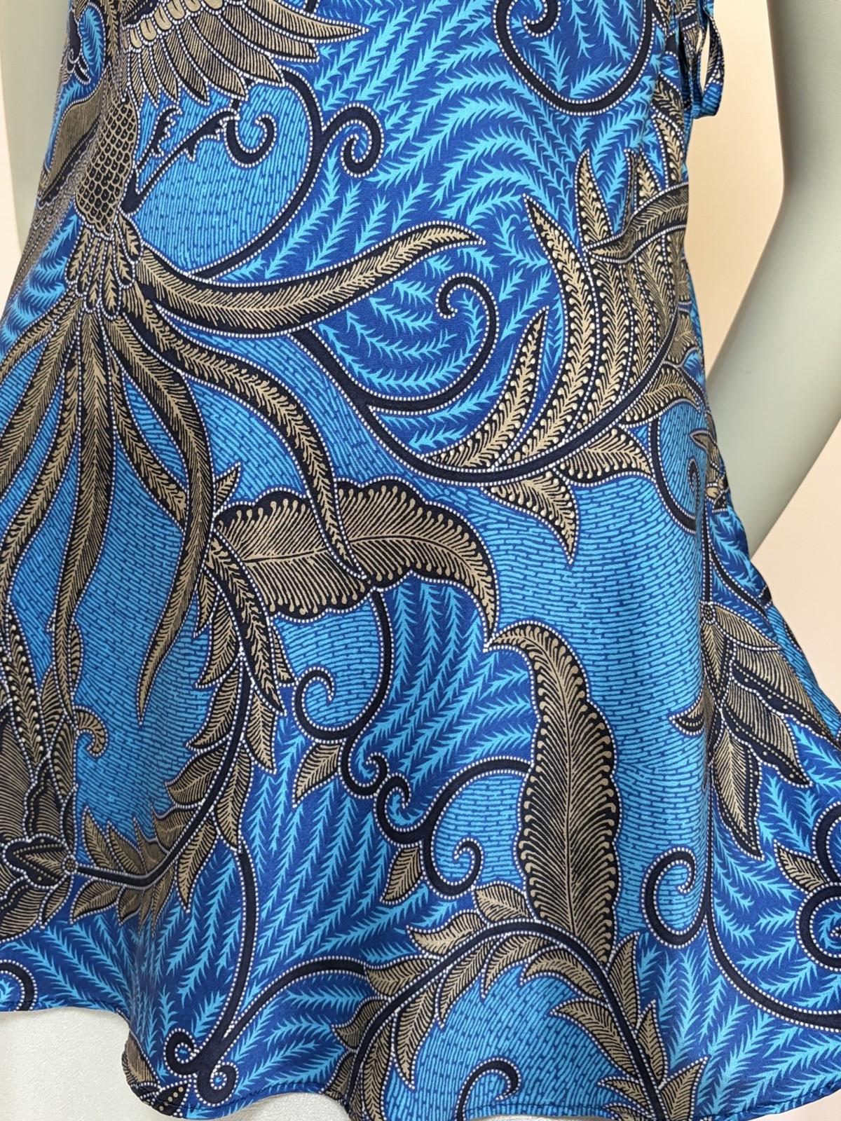 VTG 1999 Victoria’s Secret Silk Chemise Slip Dress Top Blue Phoenix Bird Print M