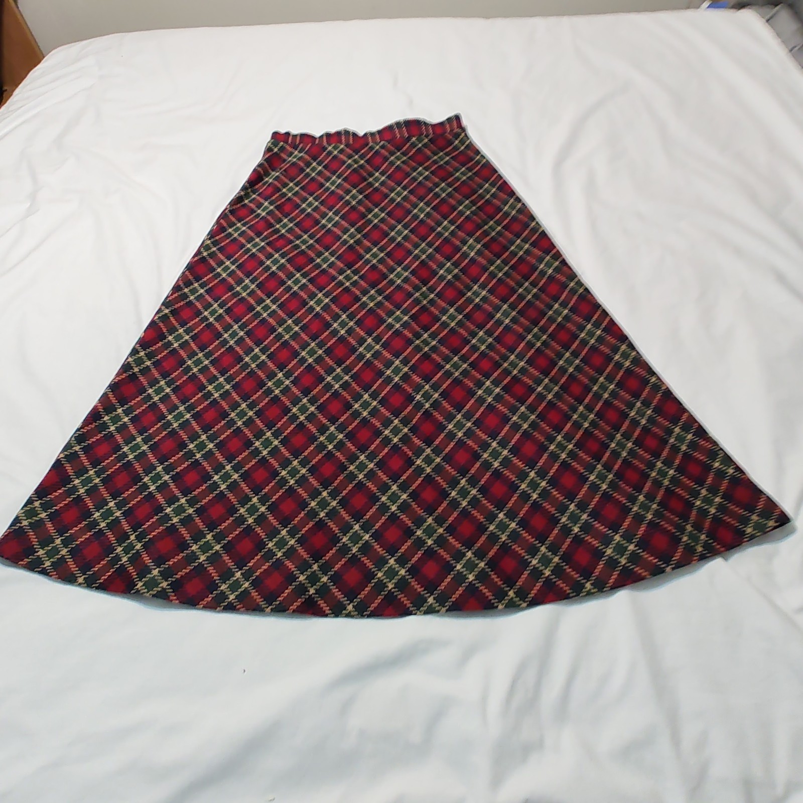 Act III Vintage Red Plaid Skirt & Vest Set Wool Blend M (Marked 14)