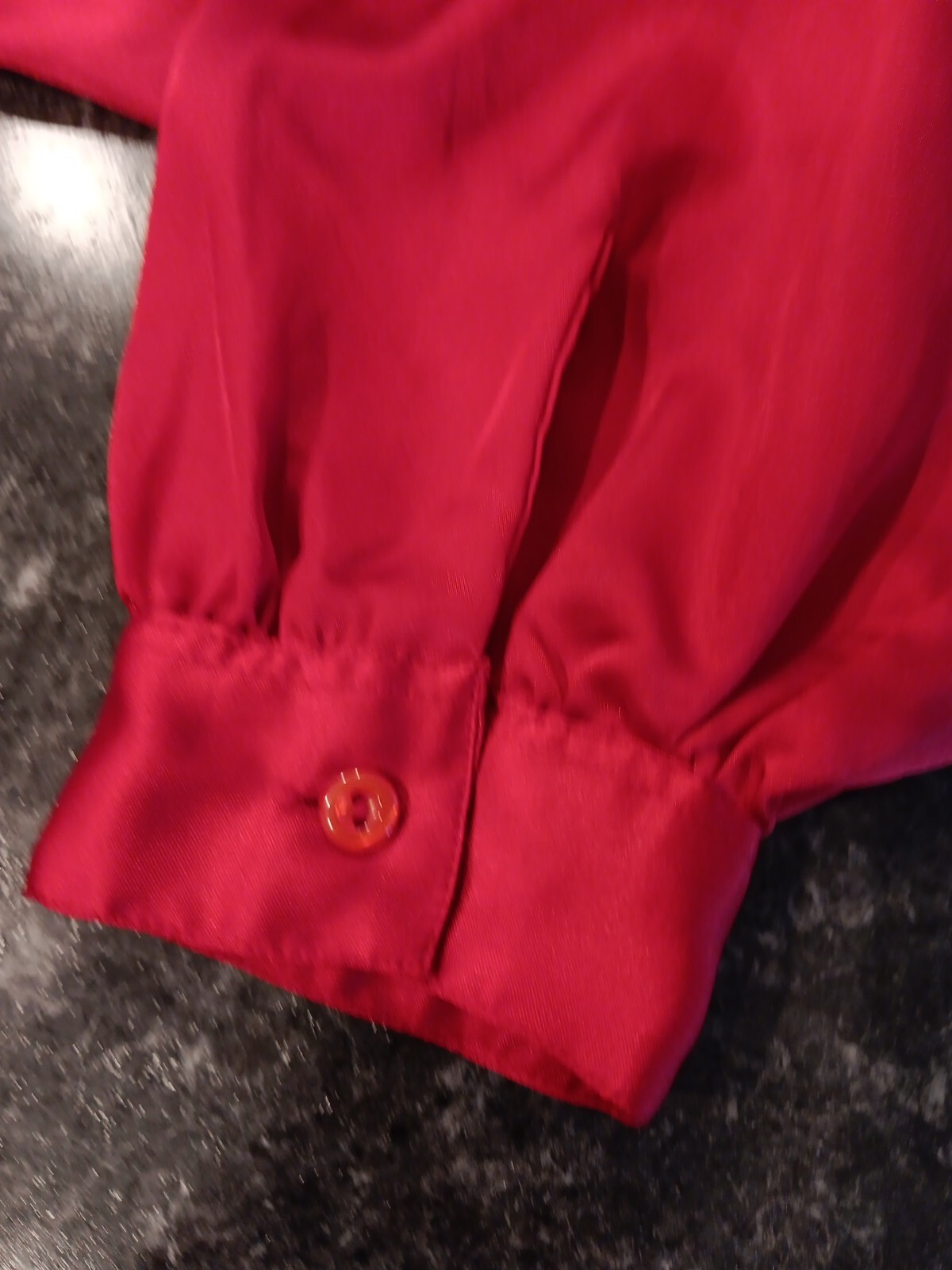 Vintage 80s PaN-her Red Satin Bow Blouse Long Sleeve Sz 11