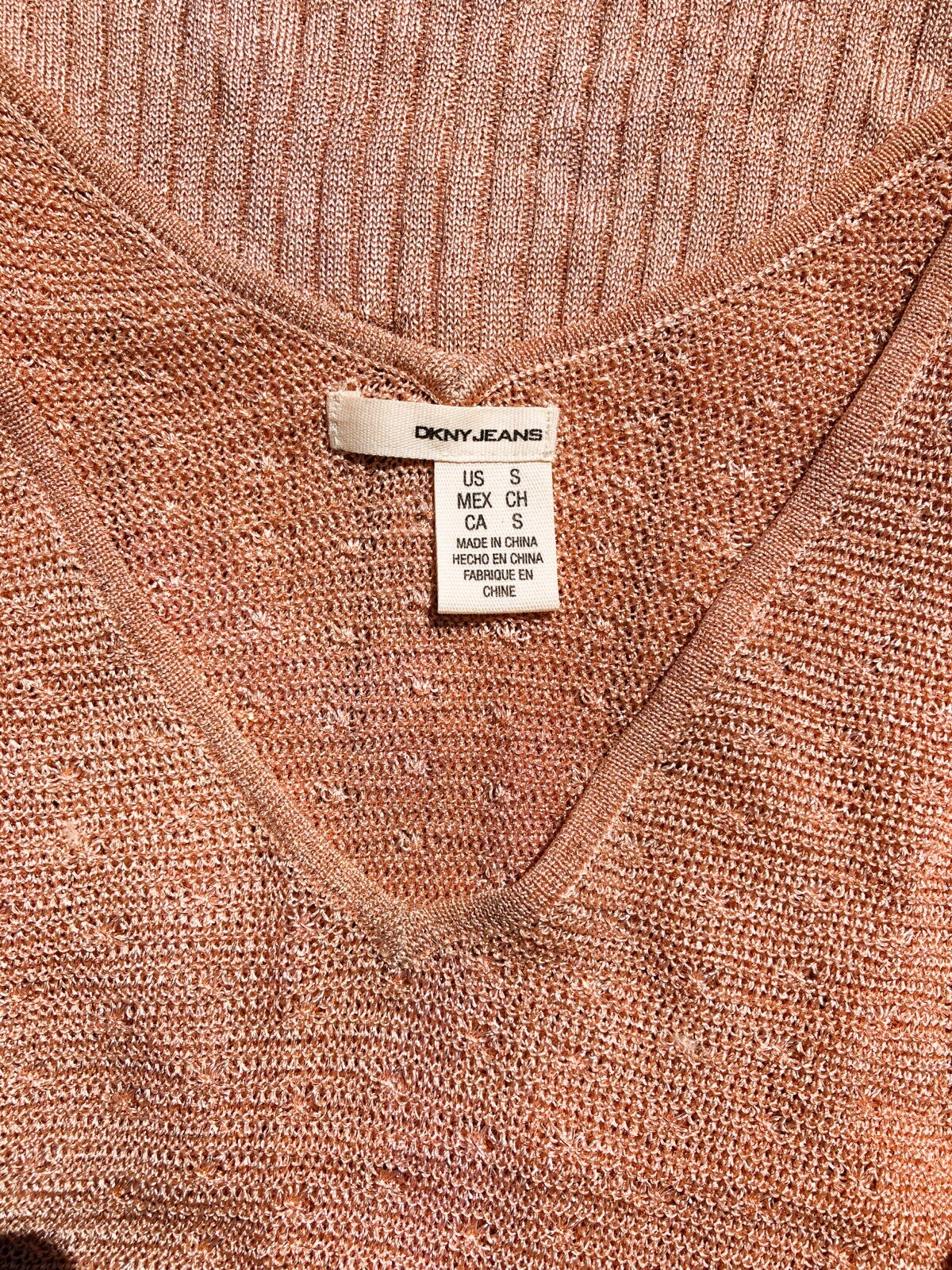 Retro Knit Mini Sweater Dress Rose Gold Copper Crochet 90s Designer Vintage SM