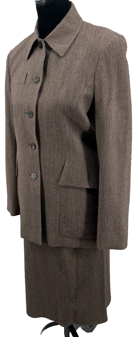 Gianni Versace Genny Womens A-Line Skirt Suit Size 42 Brown Tweed Wool Italy
