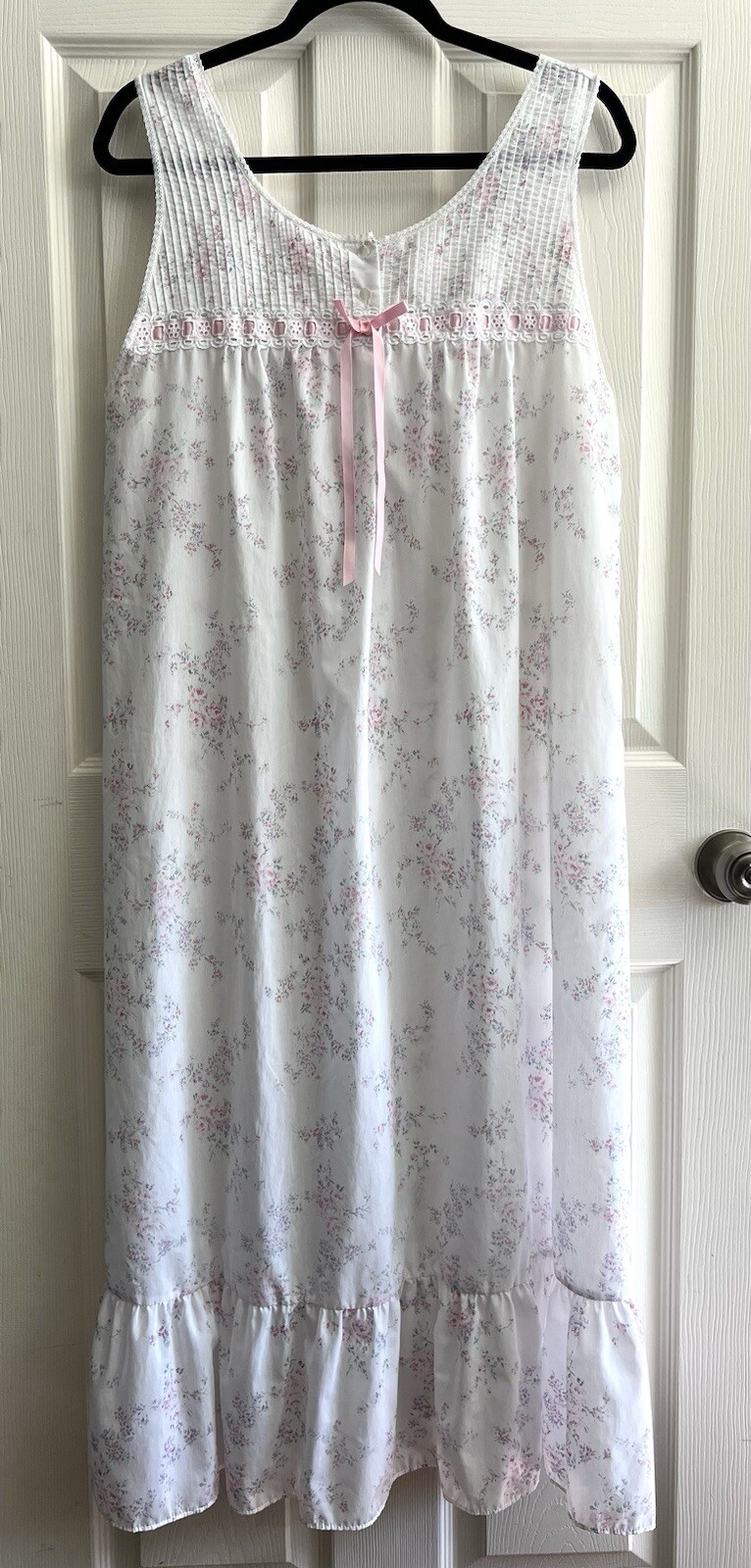 BARBIZON Vintage 80’s Cottagecore Prairie Delicate Rose Print Maxi Night Gown L