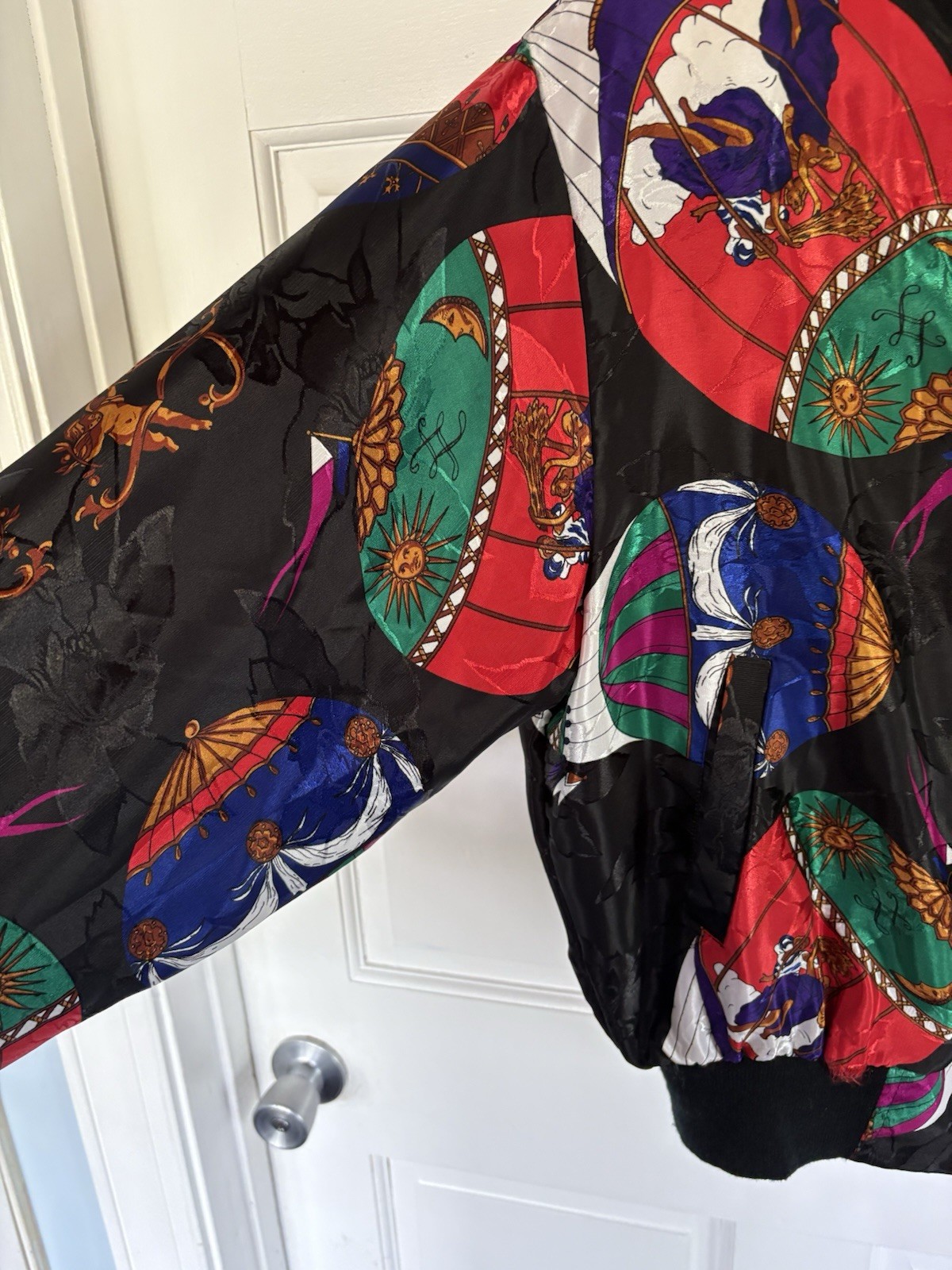 Vintage 80 90 Hot Air Balloon Jacket Coat Newport Beach Colorful Jazzy Artsy EUC