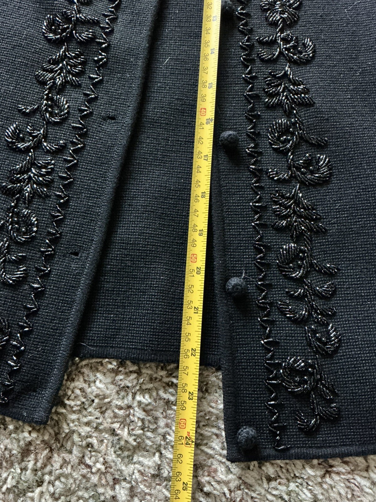 Vintage Penney’s International Imports Wool Blazer/Cardigan Style Beaded Floral