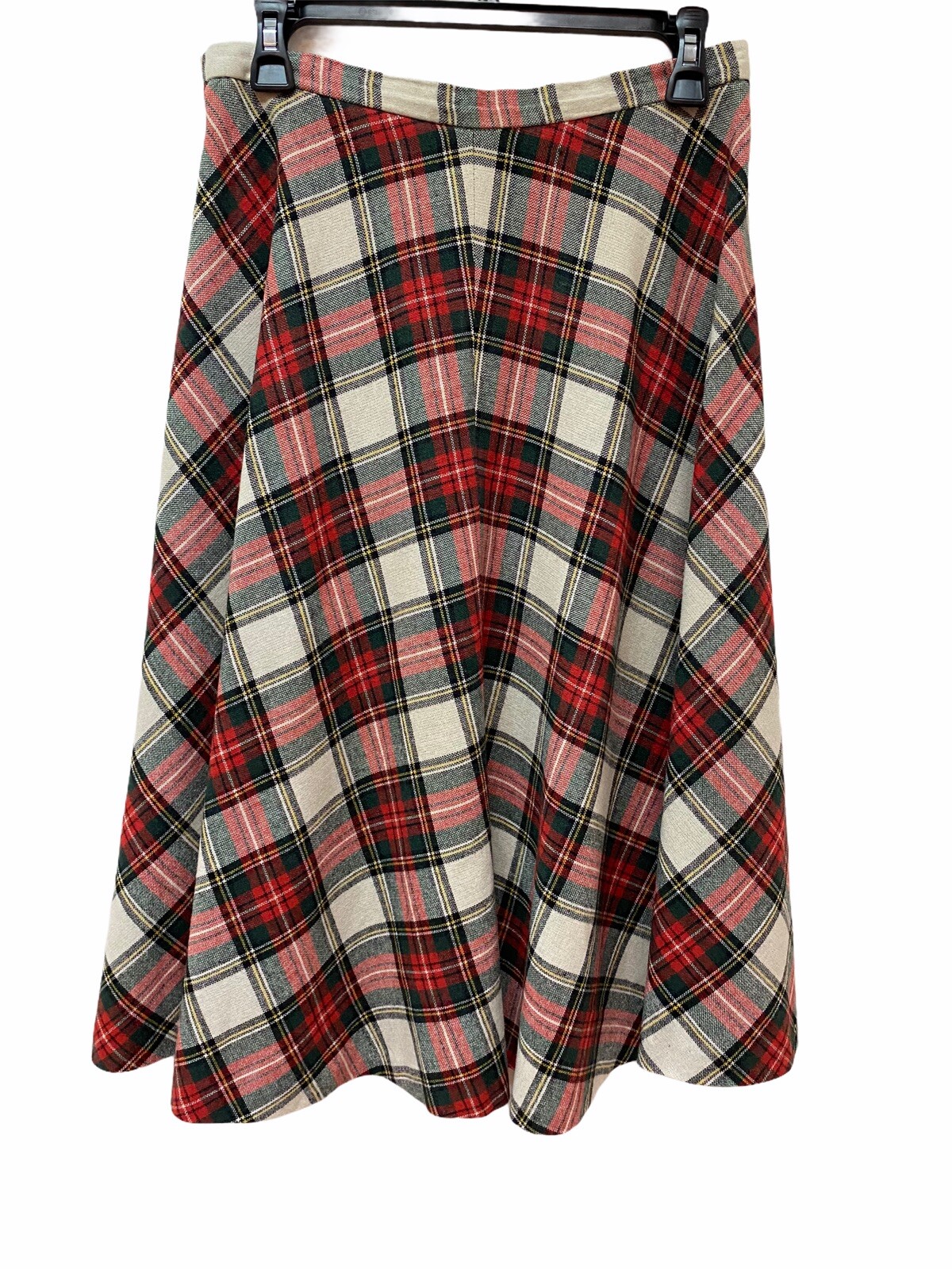 Vintage Century of Boston Women’s 28” Waist Pleated Red Green Plaid Skirt Wool