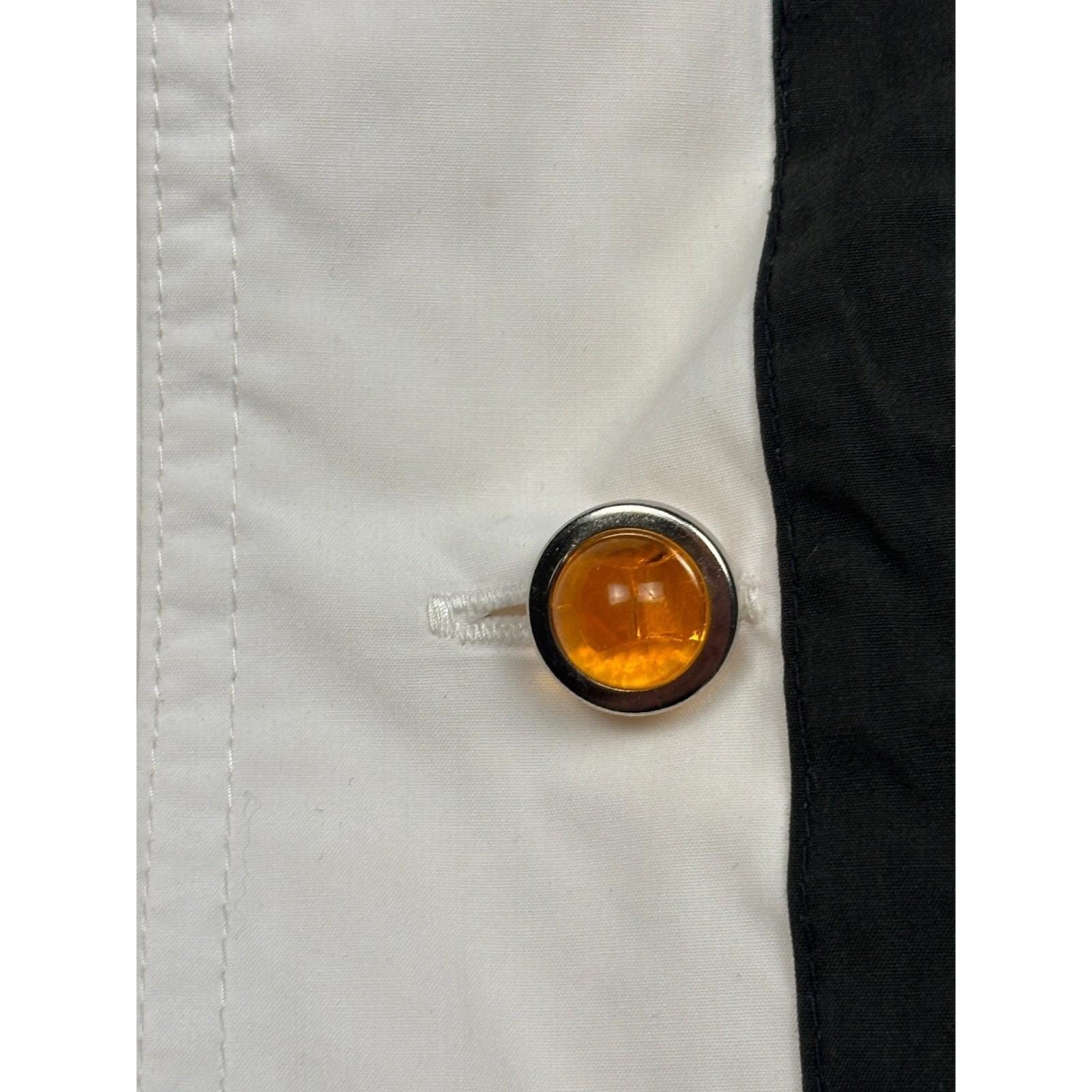 Vintage Towne London Fog Cream White Black Trim Colorblock Jacket Womens Small