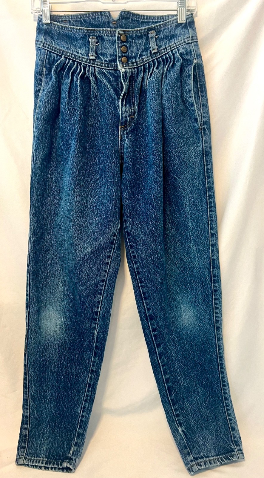 Zena Vintage 1980s Acid Wahed High Waisted Pleated Multi Button Jeans Size 5