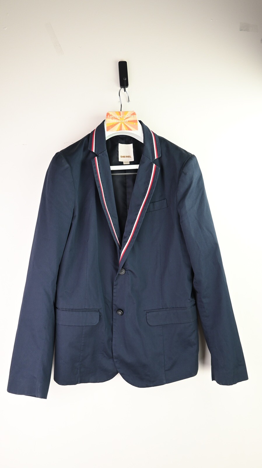 Vintage Diesel blazer in navy with red & white trim size S/UK10
