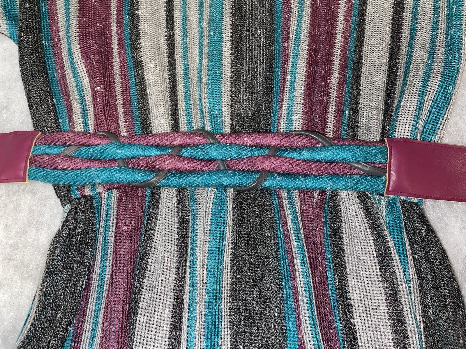 Vintage Brenner DRESS size 7/8 W/ Belt Purple Teal Gray Made in USA