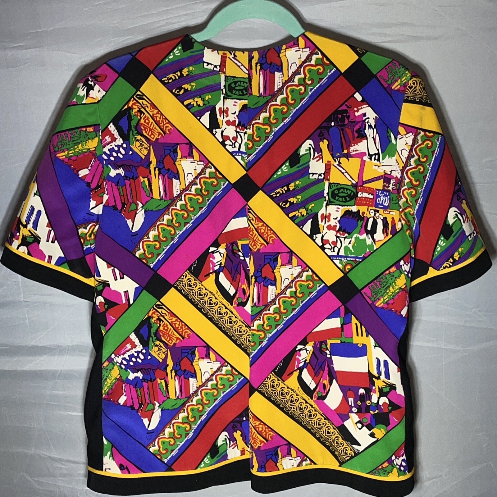 Vintage Constance Saunders Richard Warren Size 14 Silk Blazer Jacket Artsy 80s