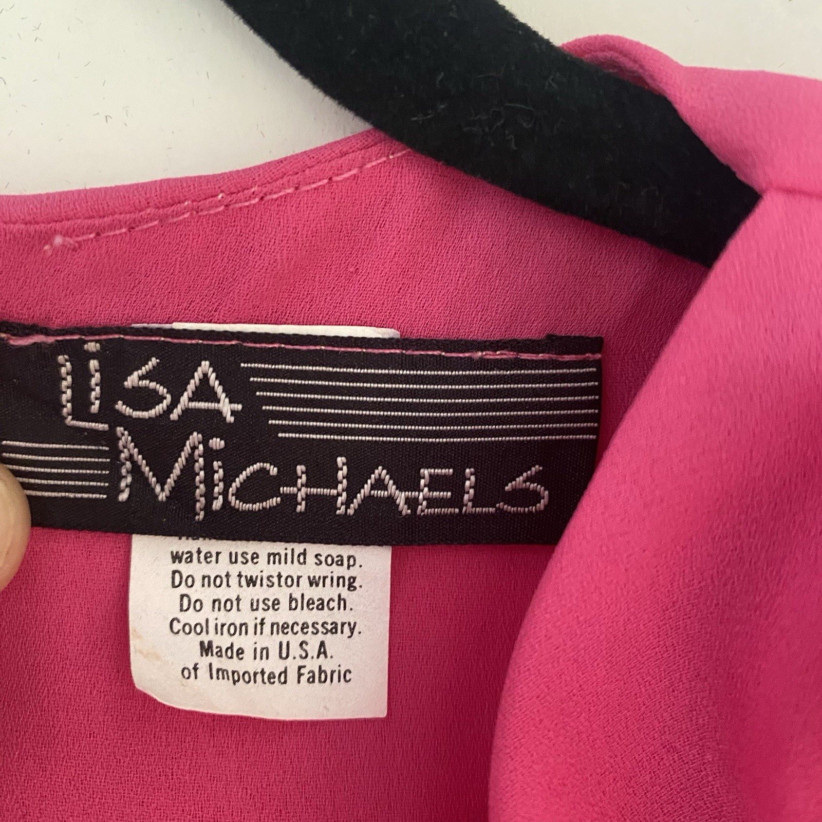 VTG Lisa Michaels Sz S/M Pink Chiffon Sheer Accordian Pleat Secretary Tea Dress