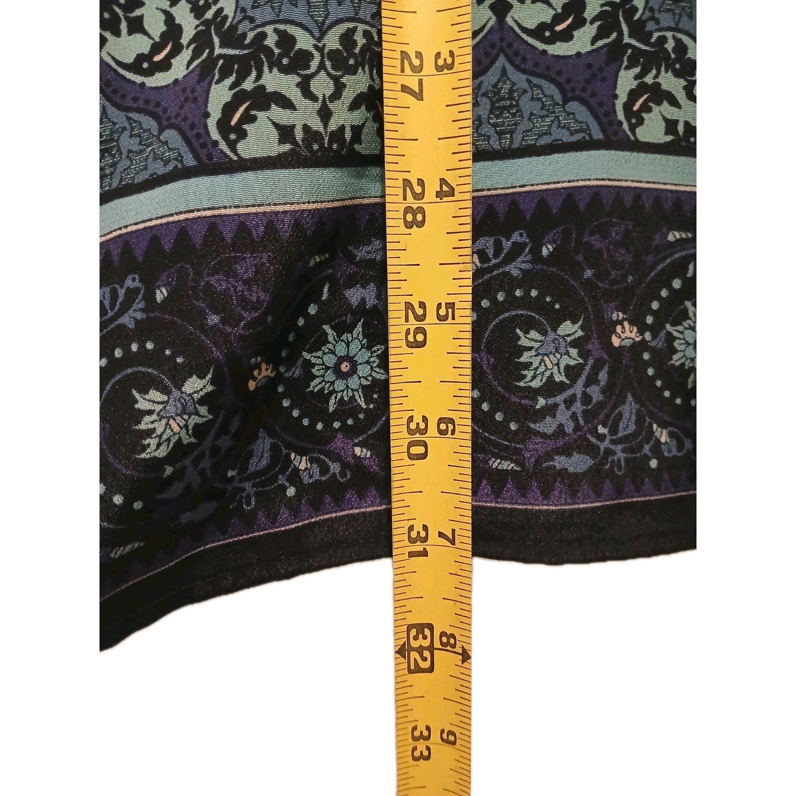 Sag Harbor Skirt Womens 18W Blue Floral Paisely Damask Faux Wrap Office Career