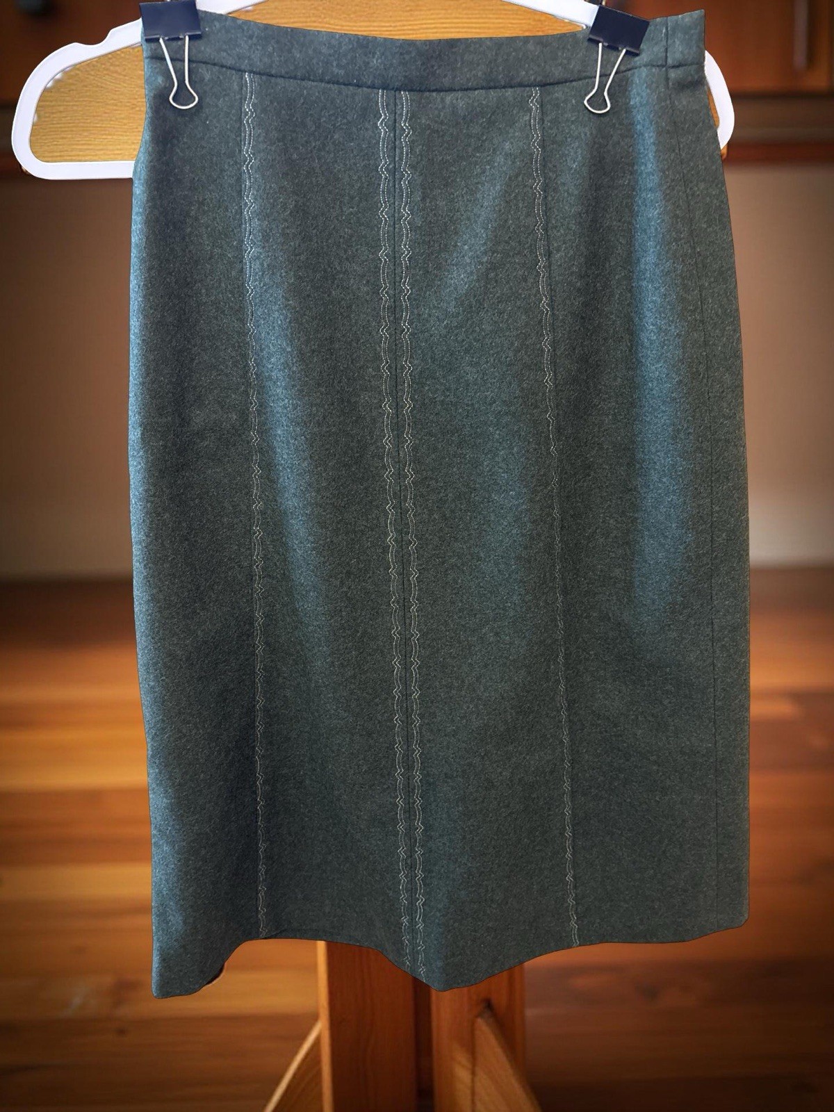 Retro 1970s Bavarian Wool Skirt Dk Green Octoberfest Alpine A-Line Sz 26