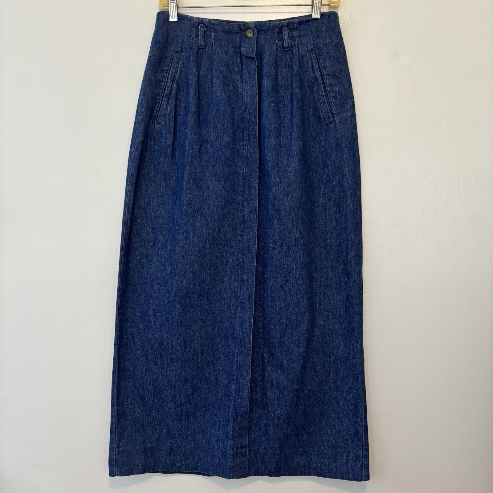 Vintage Bushwacker USA Denim Skirt Size 28 100% Cotton Pockets Maxi Long Modest