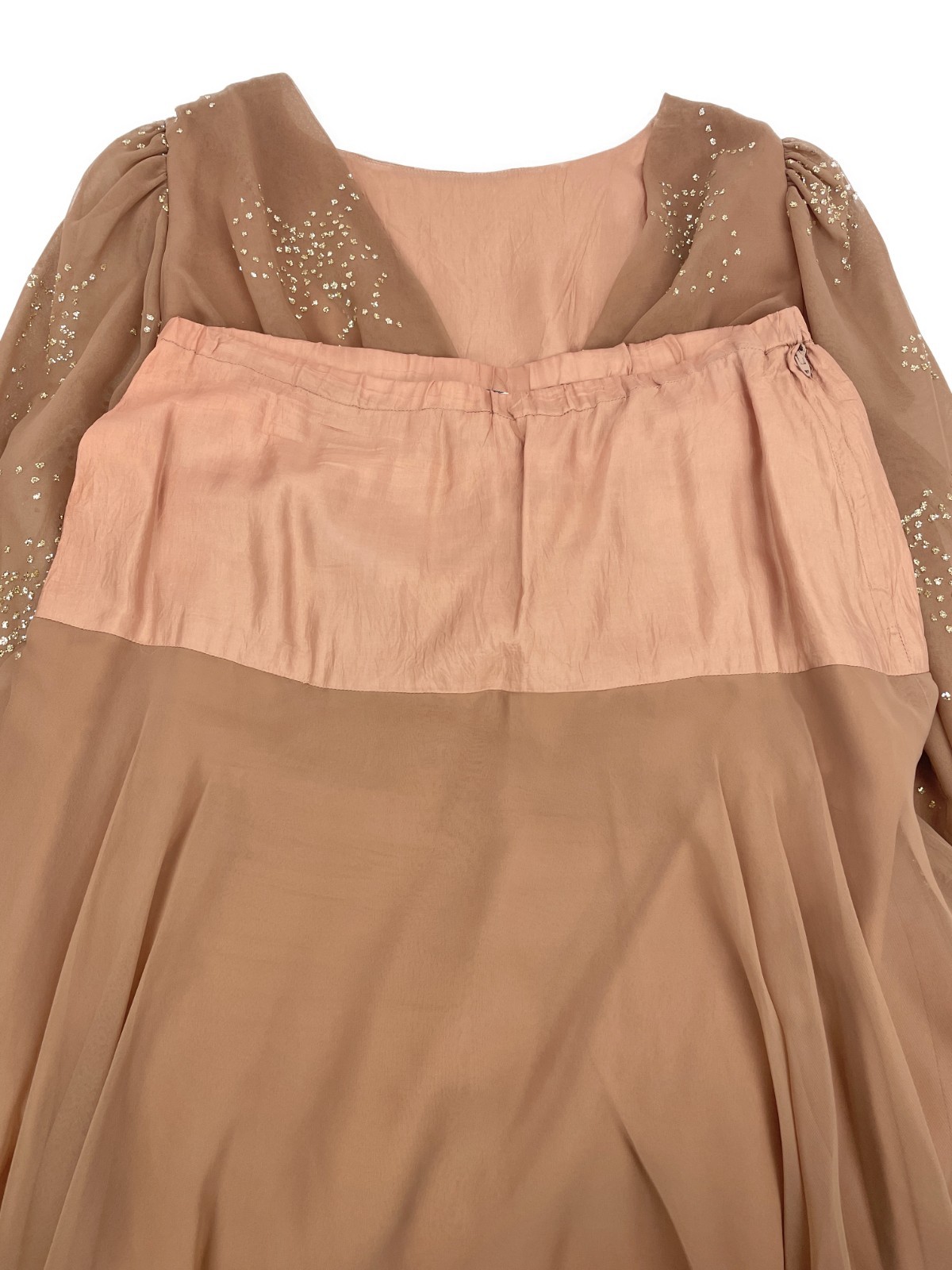 Sz 14 Muriel Pivalo Skirt Blouse Brown Sparkle Cocktail Dress Formal Vintage