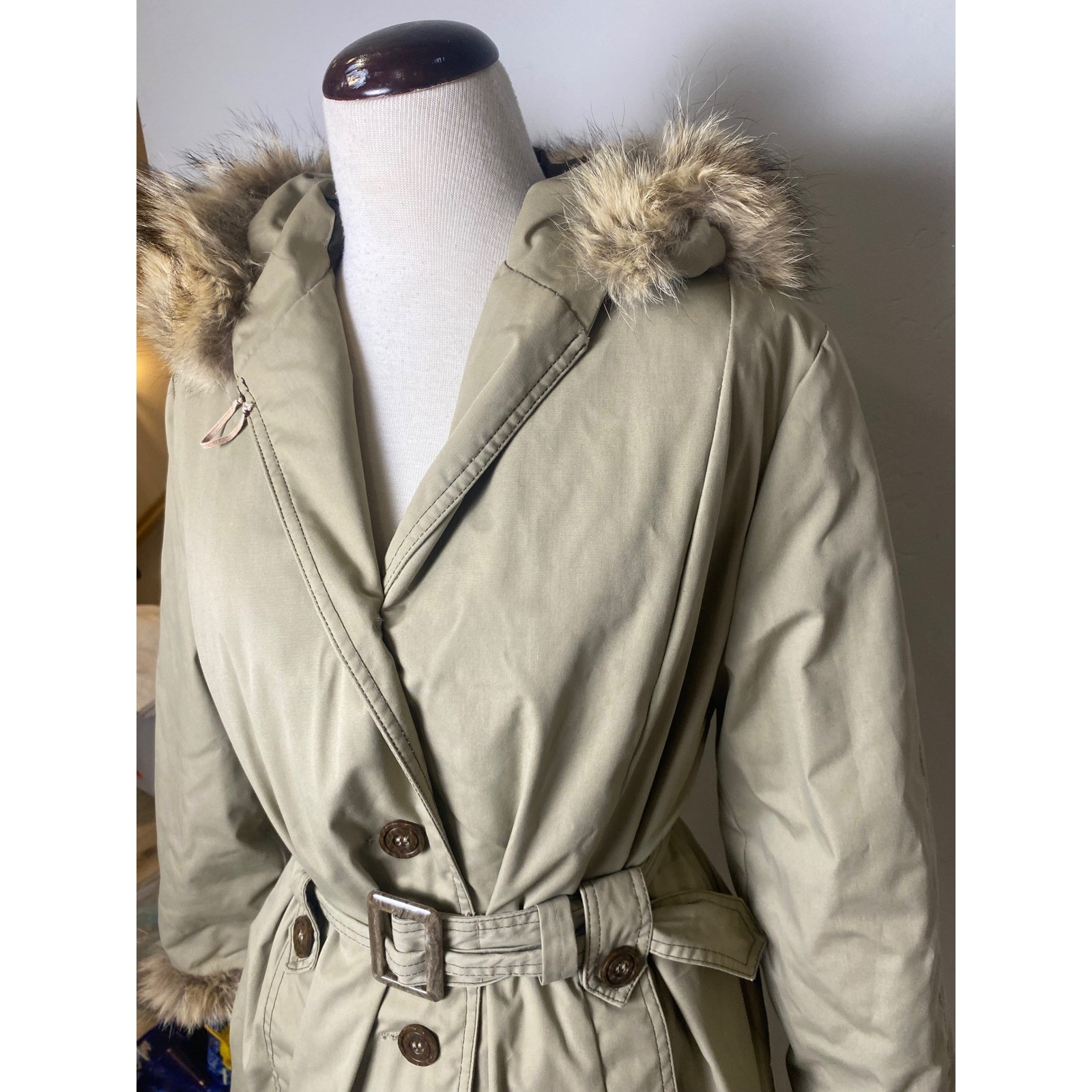 Vintage Eddie Bauer Expedition Outfitters Goose Down Down Parka Fur Trench Coat