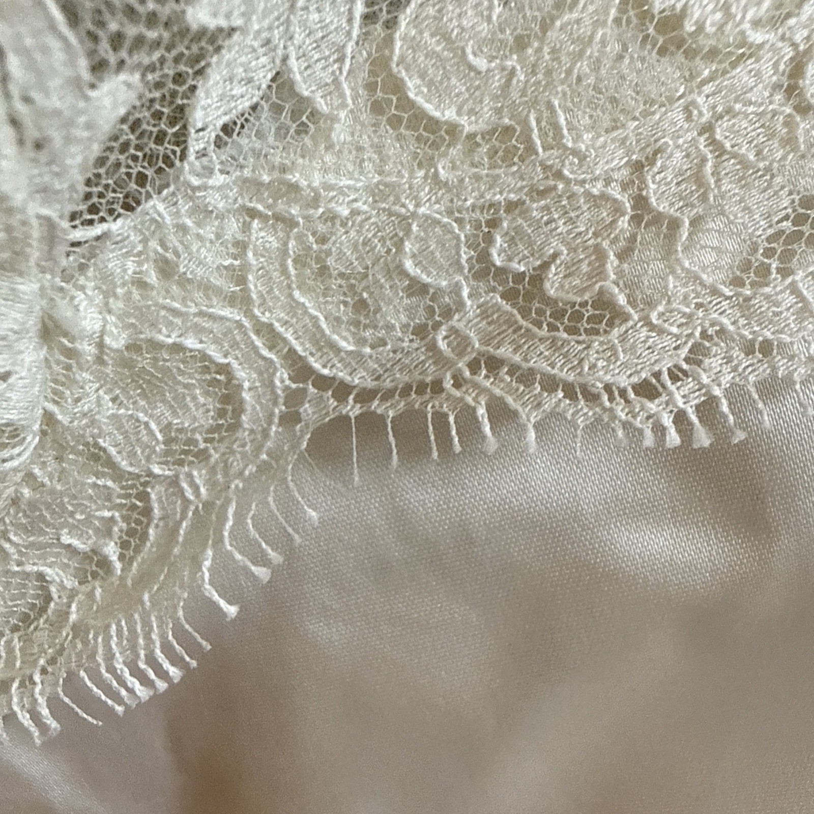 VTG silk wedding gown handmade from 1969 watteau lace train over 7 ft sz 8