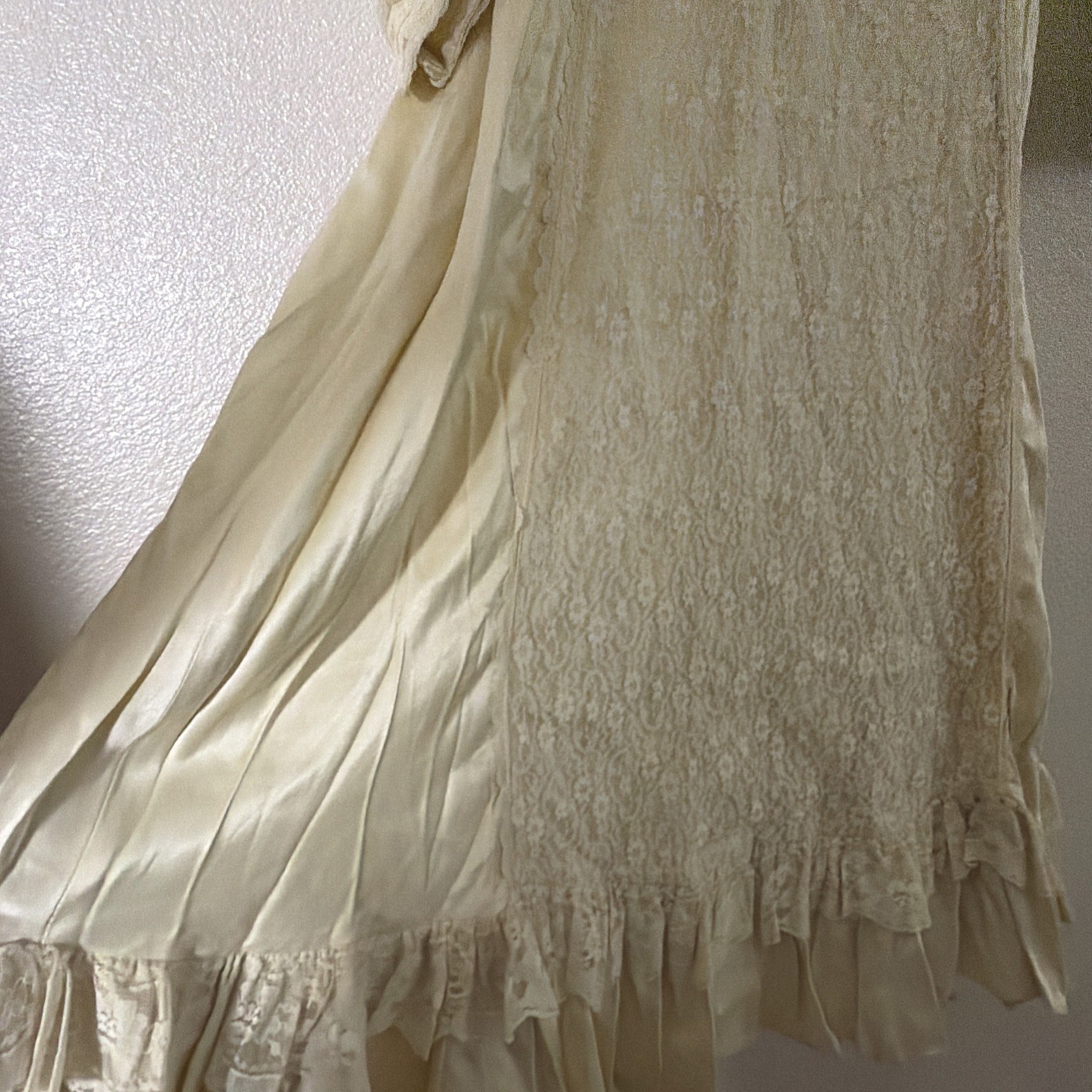 Vintage 1970’s Gunne Sax Satin & Lace DRESS GOWN Prairie Boho Style Size 11