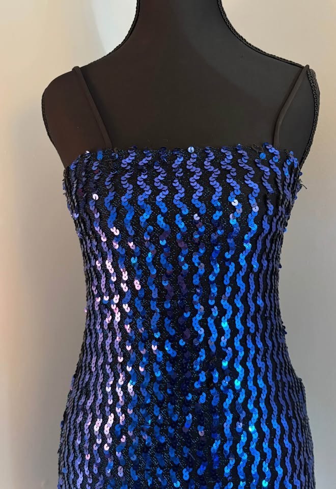 Vintage 80’s Glenrob Blue Sequin party dress