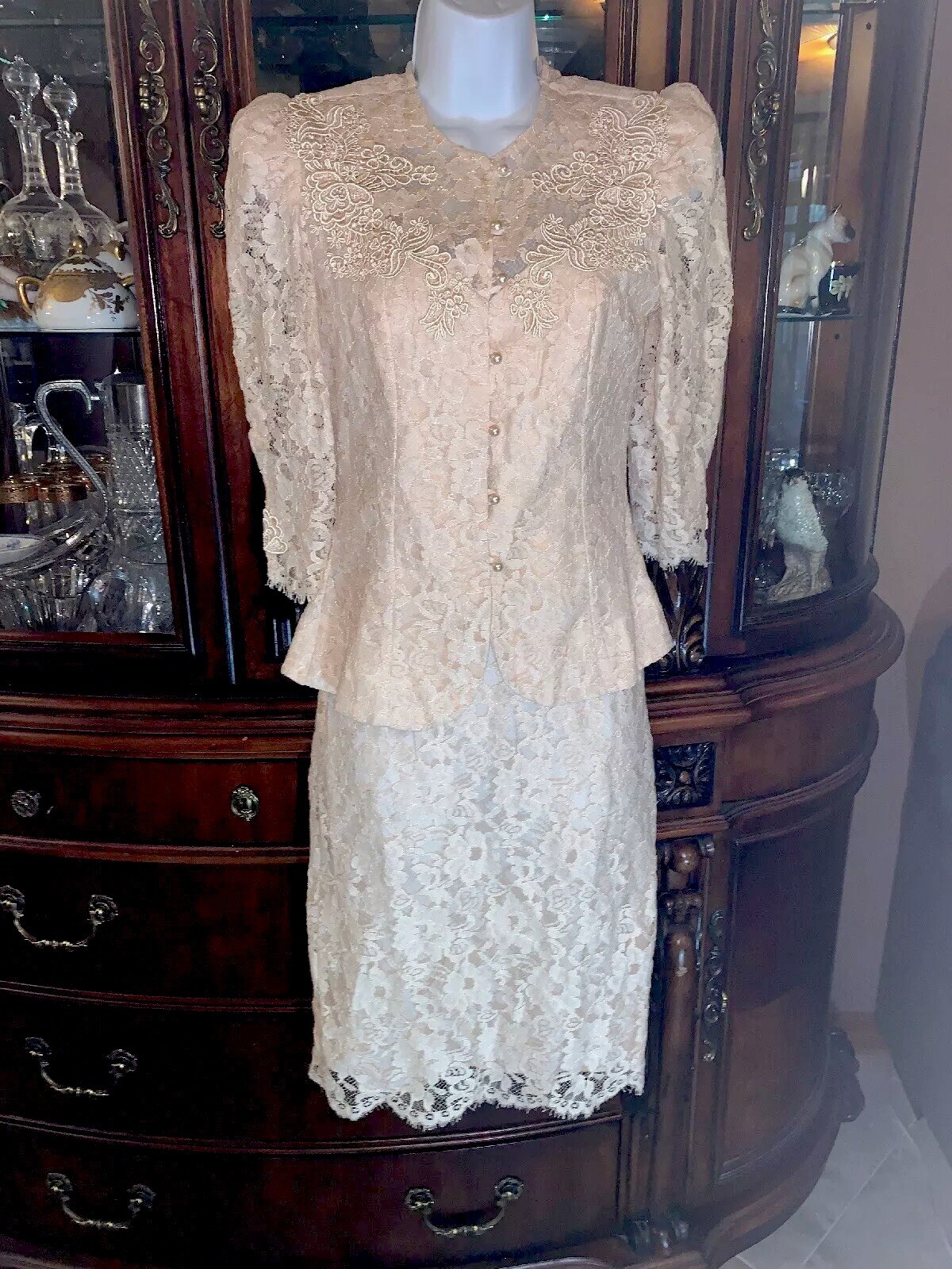 Vintage Lace Cachet Dress 5/6 Mother Of The Bride 2nd Marriage Evening Gorgeous