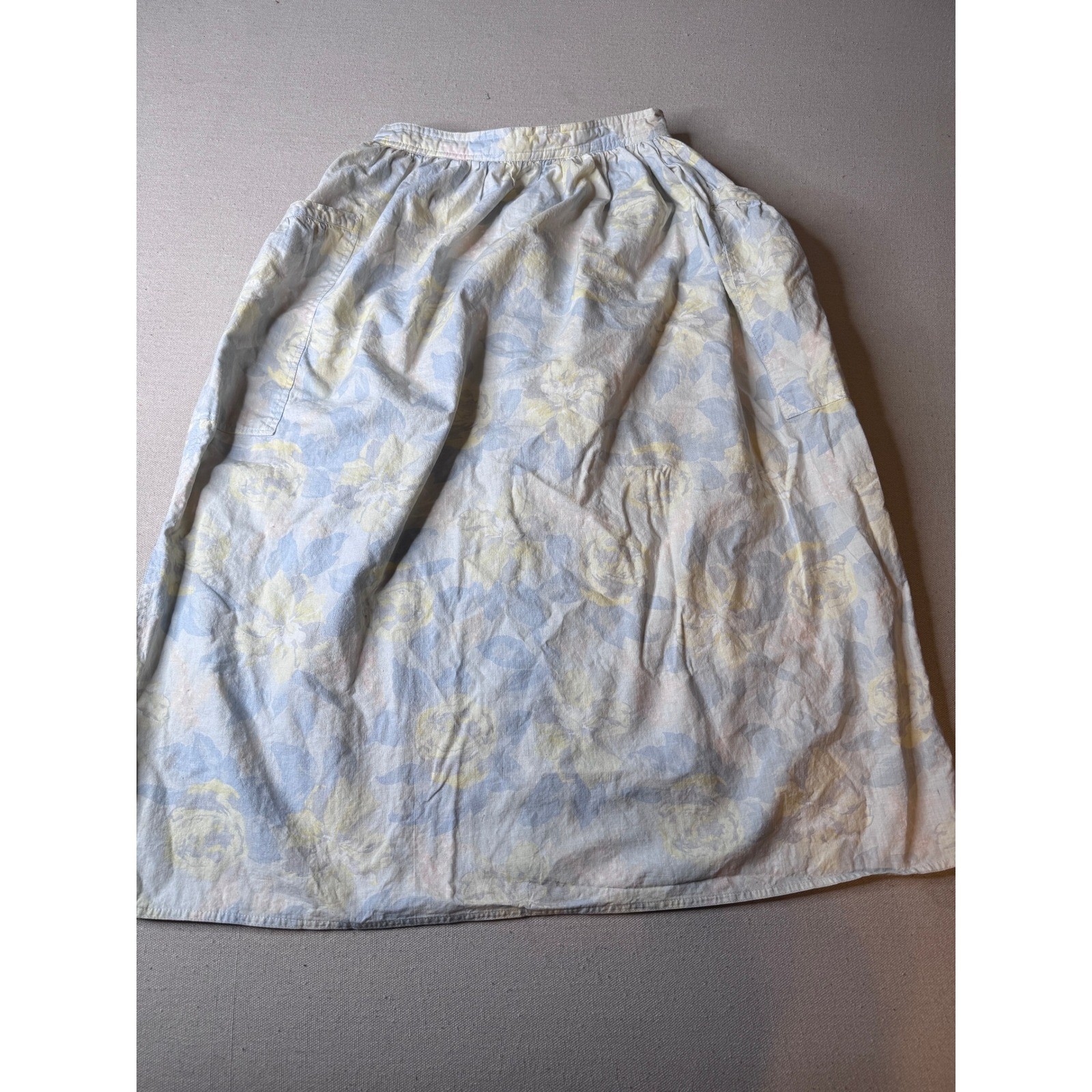 Vintage 80s/90s College Town Floral Midi Skirt Cottagecore Prairie Pocket XS