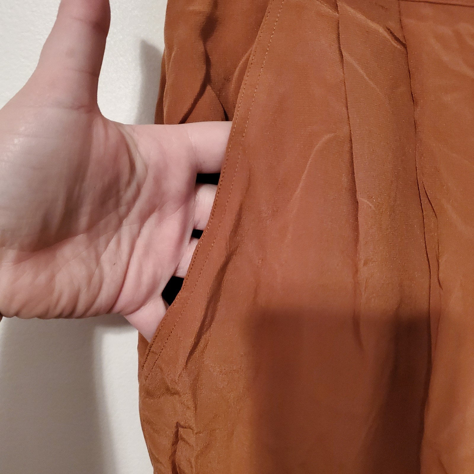Vintage Royal Silk Brown Silk Pants Womens 4 High Rise Straight Minimalist 1990s