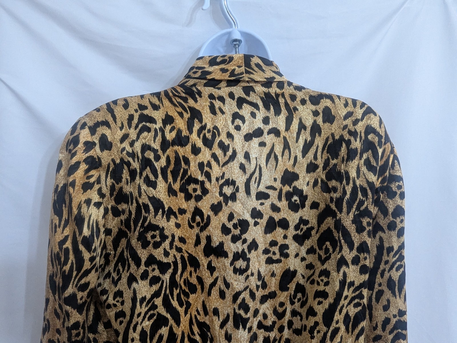 Francesca Of Damon Silk Blouse With Animal Print Women’s Size 12 Vintage