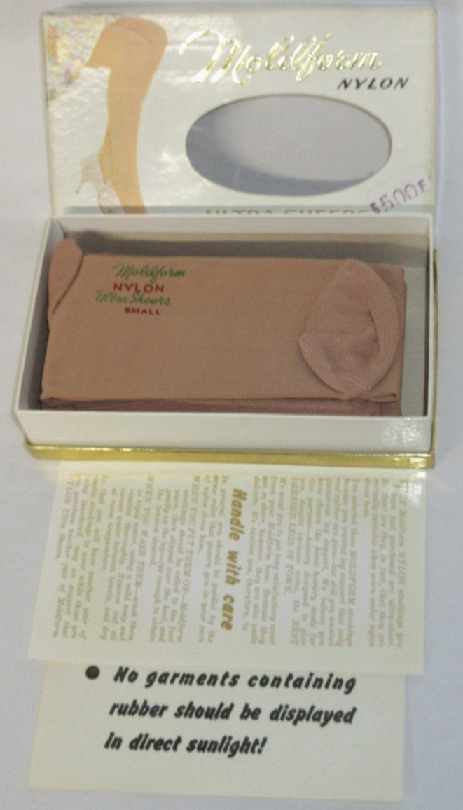 RARE Vintage Nylon Stockings MOLDFORM HIGH quality Above knee Rubber Small