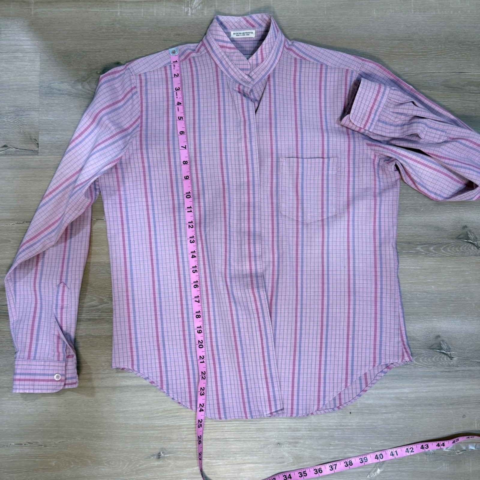 Vintage Peter Ashley Plaid Blouse | Mandarin Collar Academia Teacher Core