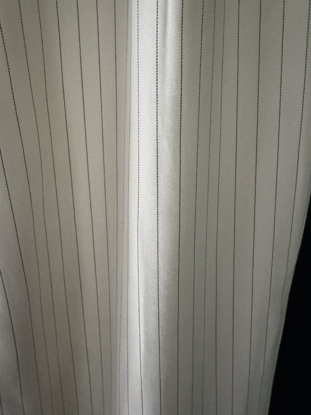 Anne Klein II Beige Pinstripe Pleated Wide-Leg Rayon Nylon Cotton Dress Pants