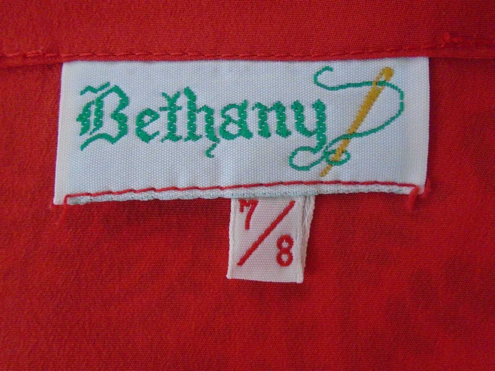 Vtg Bethany Bright Red Polyester Tank Top Size 7/8 Made in USA!