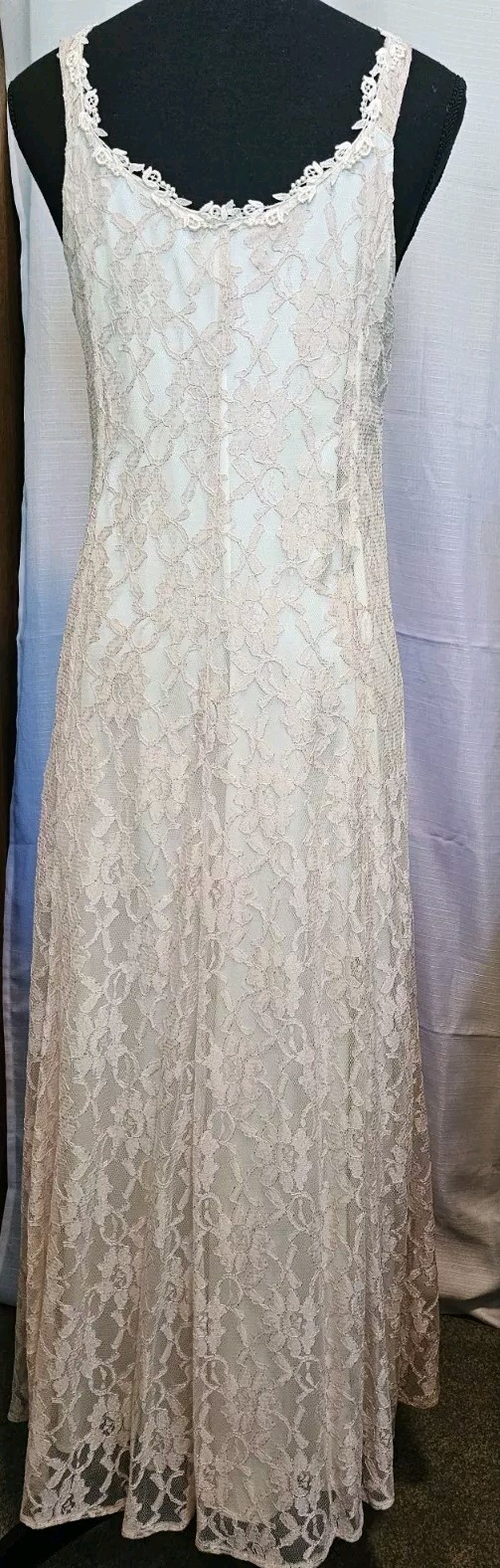 Margot Lea Peach Lace Dress And Bolero Jacket Satin Lining Size Medium Vintage