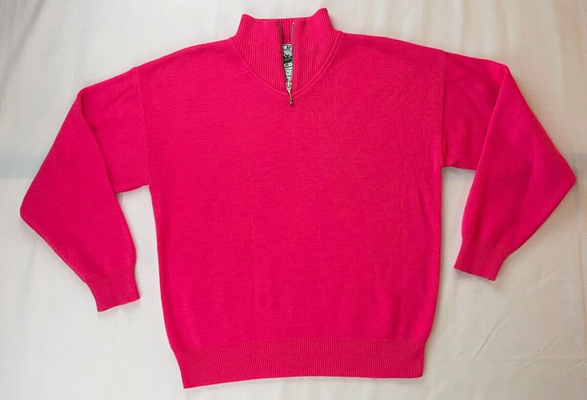 Vintage 1990s Sweater Summit County Women’s Medium Bright Pink Colorful Vtg 90s