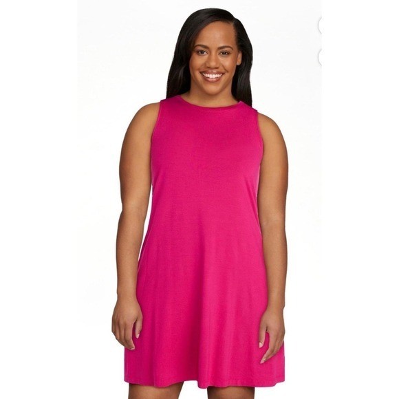 Women’s Sleeveless Knit Swing Dress, Size XXL summer preppy chic boho trendy