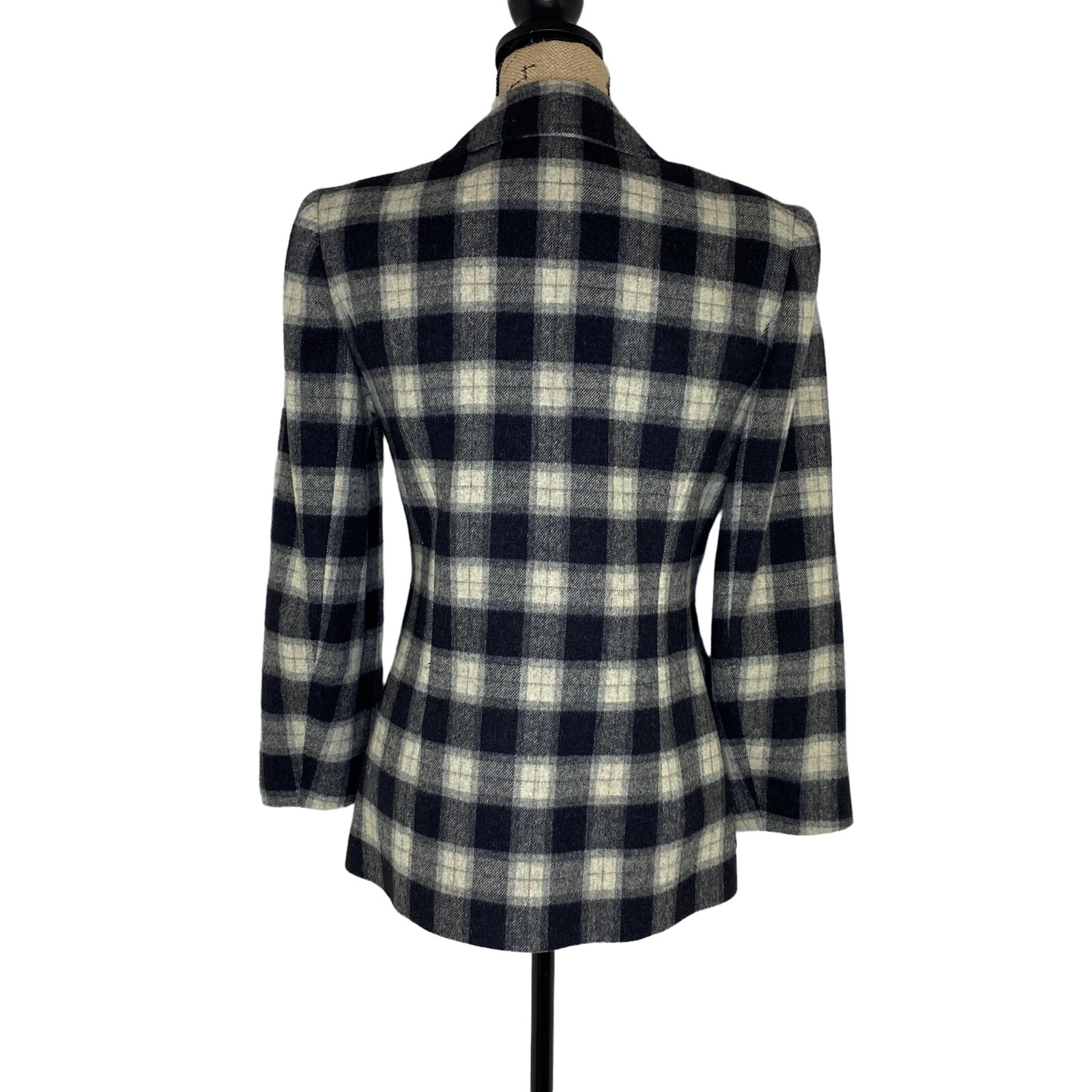 Vtg Carlisle Wool Plaid Blazer Yellow 90s Preppy Clueless Cher Style Toggle Sz 4