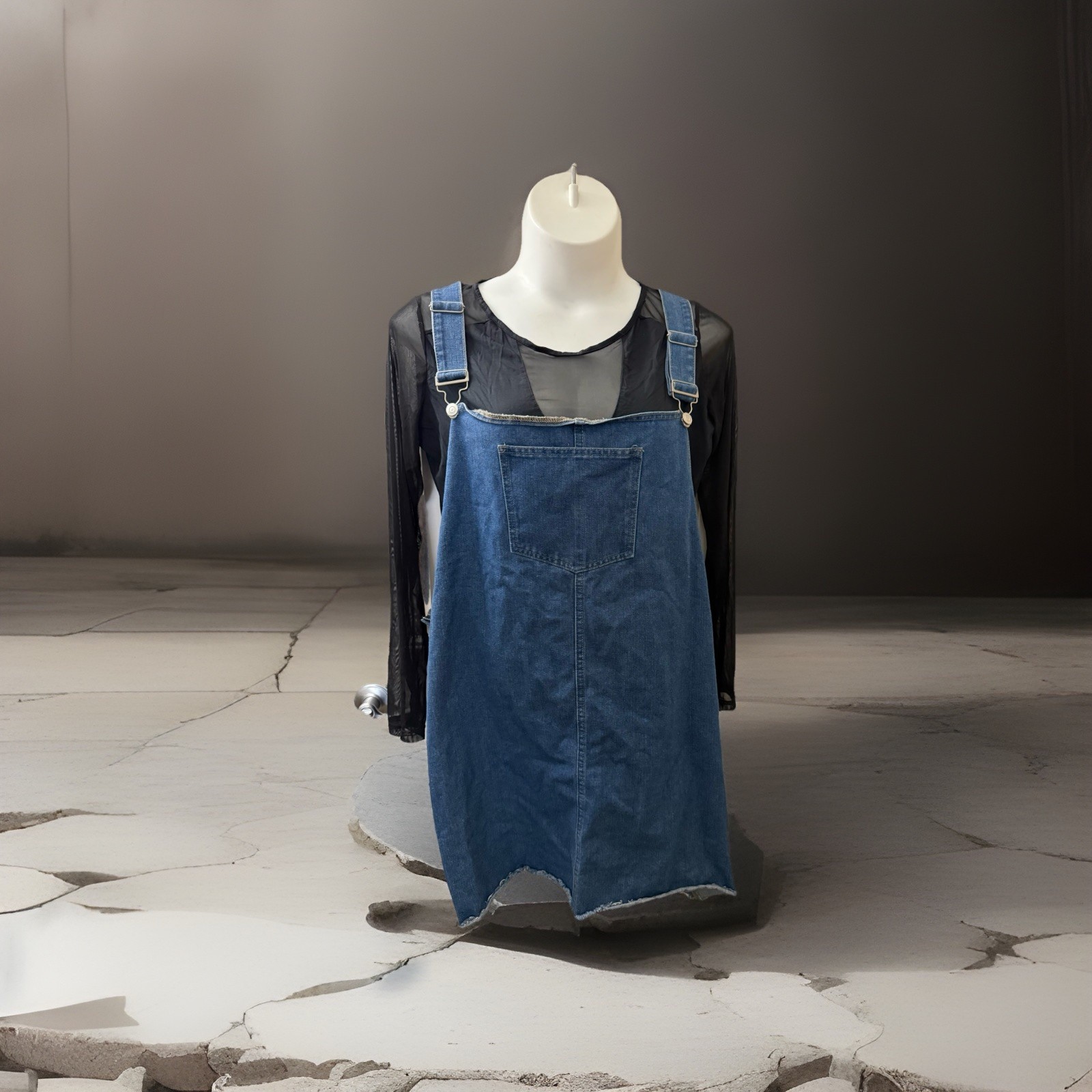 Plus Sise 26W 4x Blue Jean Overalls Dress