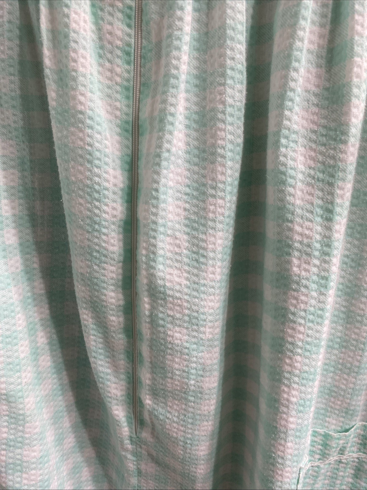2 Vtg 80s Granada USA Checked Gingham Ric-Rack Trimmed Housedress Pockets Zip
