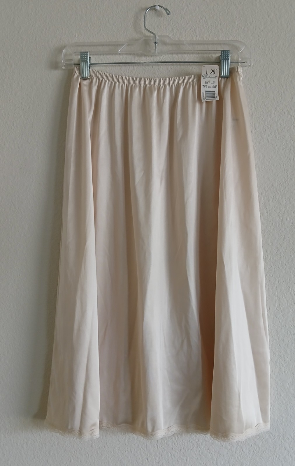 Cabernet Half Slip #5615 Large Beige Lace Trim 26″ Elastic Waist Vintage New