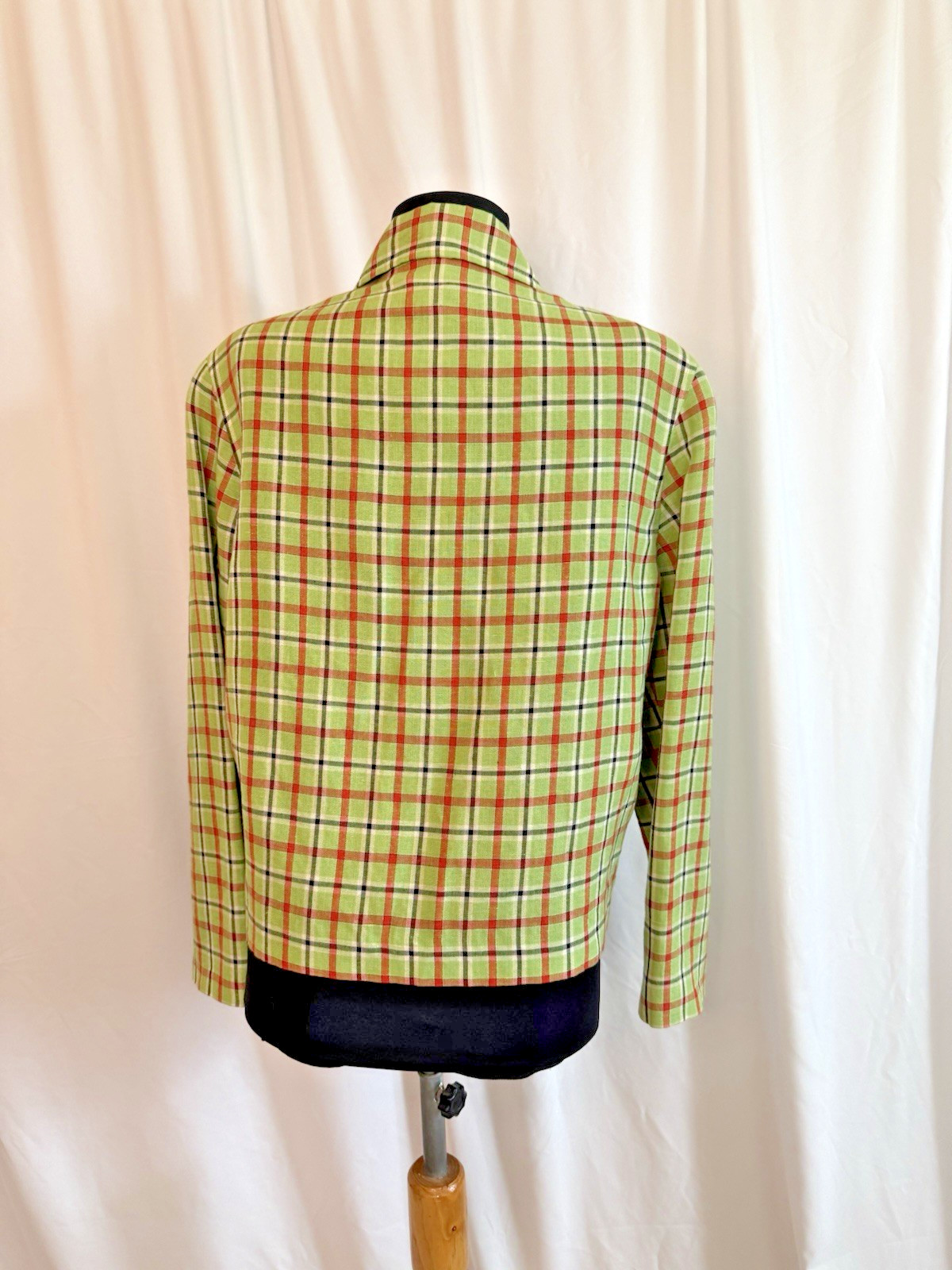 Vintage 1980s Green Plaid Jacket by Donny Brook – size 6 Small