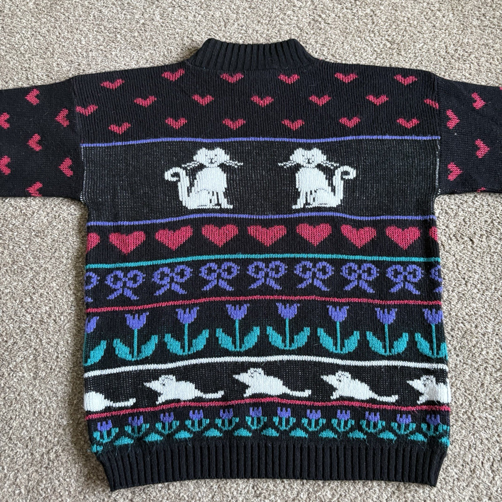 Vintage Adele 80s/90s Cat Acrylic Sweater Size 12