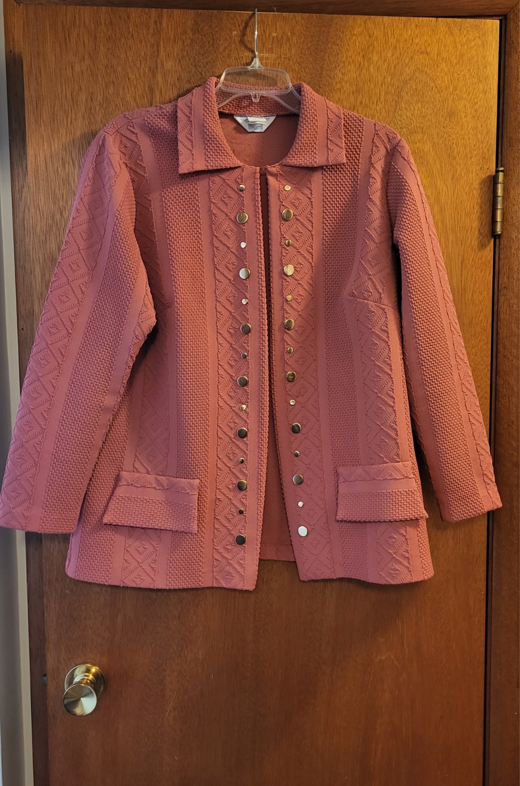 70s Sears Jacket Cardigan Open Front Long Sleeves Textured Sz 20 1/2