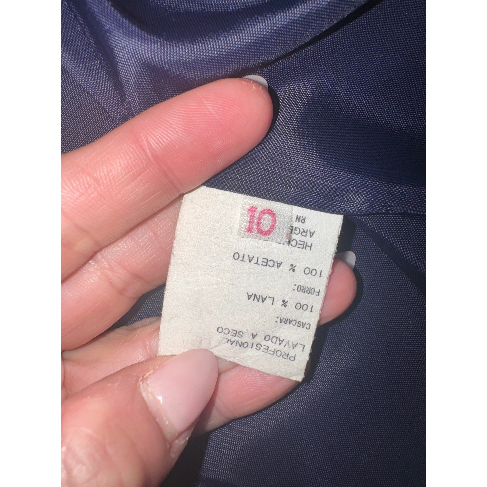 Stephanie Mathews Wool Coat Women Navy Blue Vintage Made in Argentina Size 10