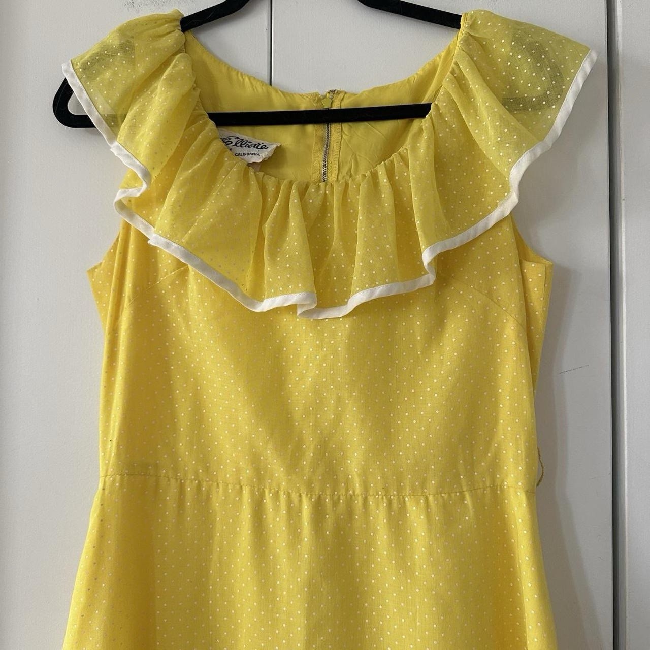 Vintage Deadstock 1950s/1960s Polka Dot Midi Length Dress Ruffle Miss Elliette M
