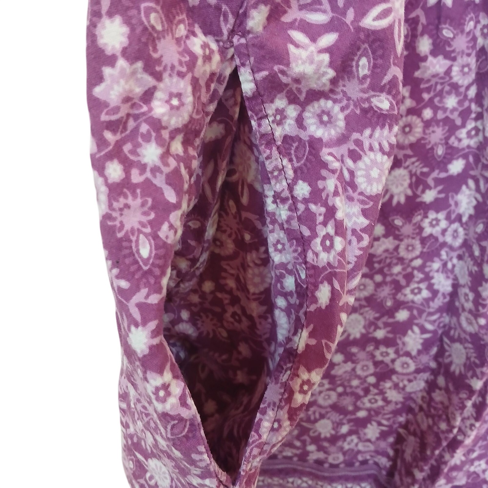 VTG Metropolitan Floral House Dress Muumuu Size XL Purple Cotton Pockets #L-51