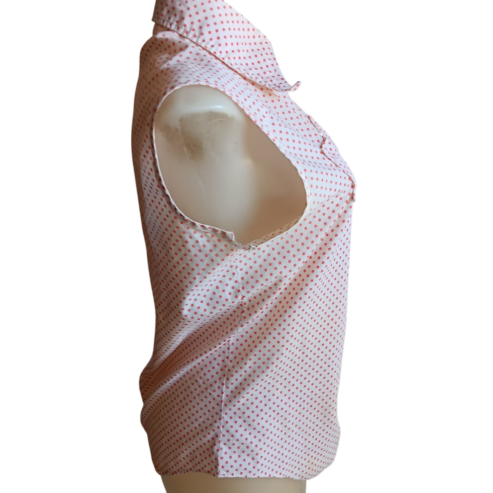 True Vintage Women’s Top Small 1960’s Mod Granny sz 34 White/Pink Polka Dot