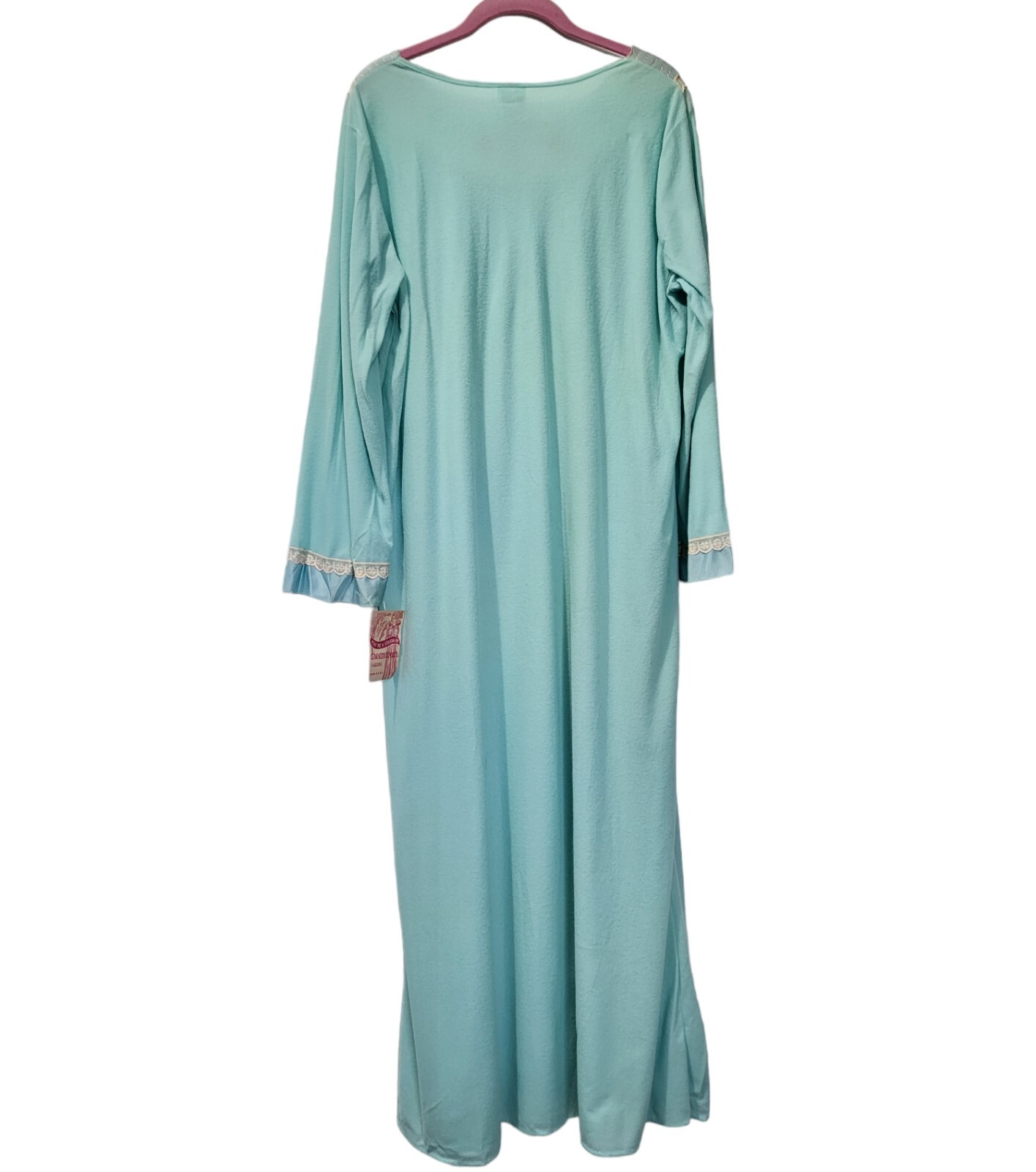 Vintage Dream Wear Nightgown Lingerie Modest Large Aqua Blue 70s USA W Tag