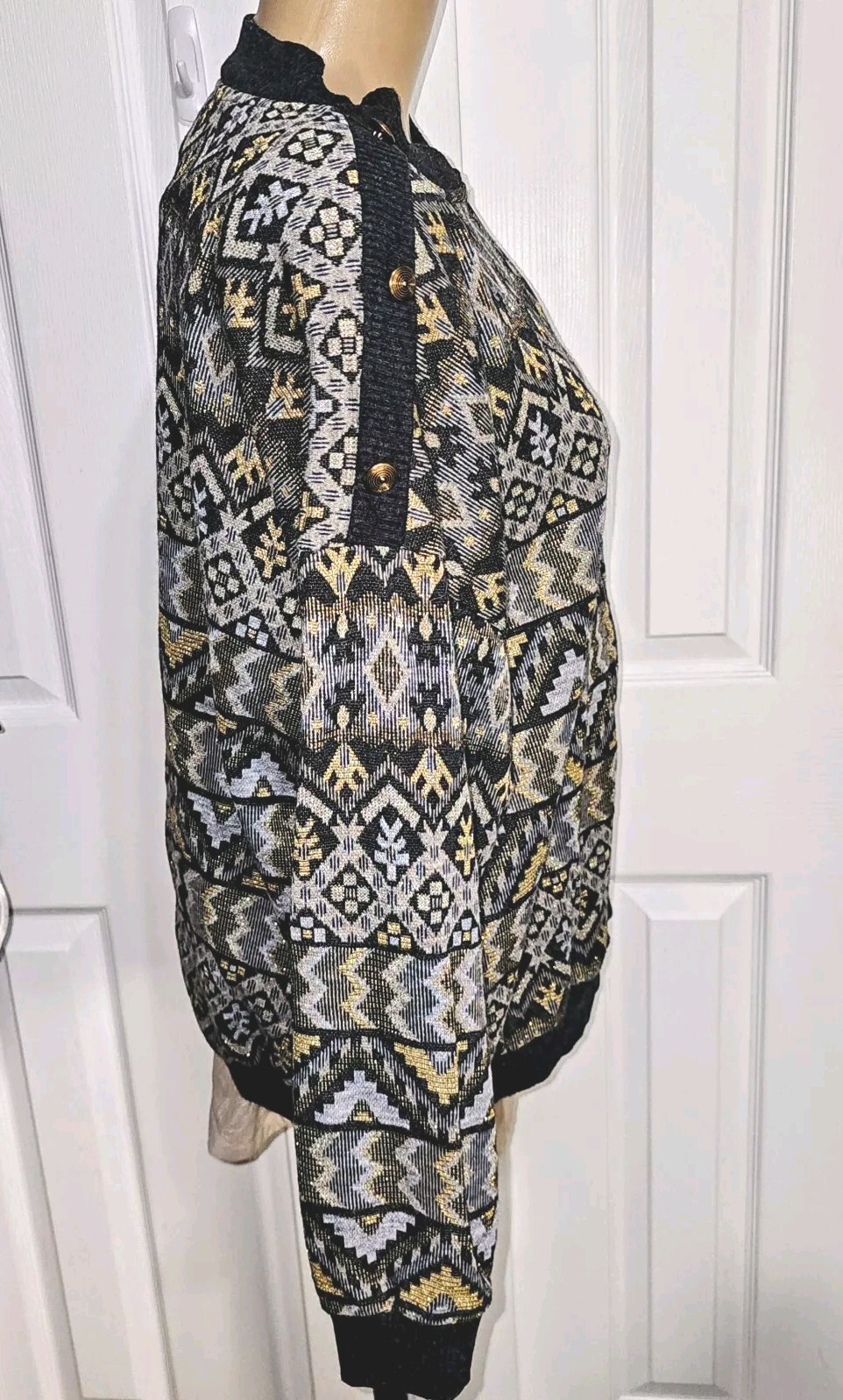 Periphery Kathleen Usherwood Nieman Marcus Vtg 80s Metallic Knit Zipper Top Sz L