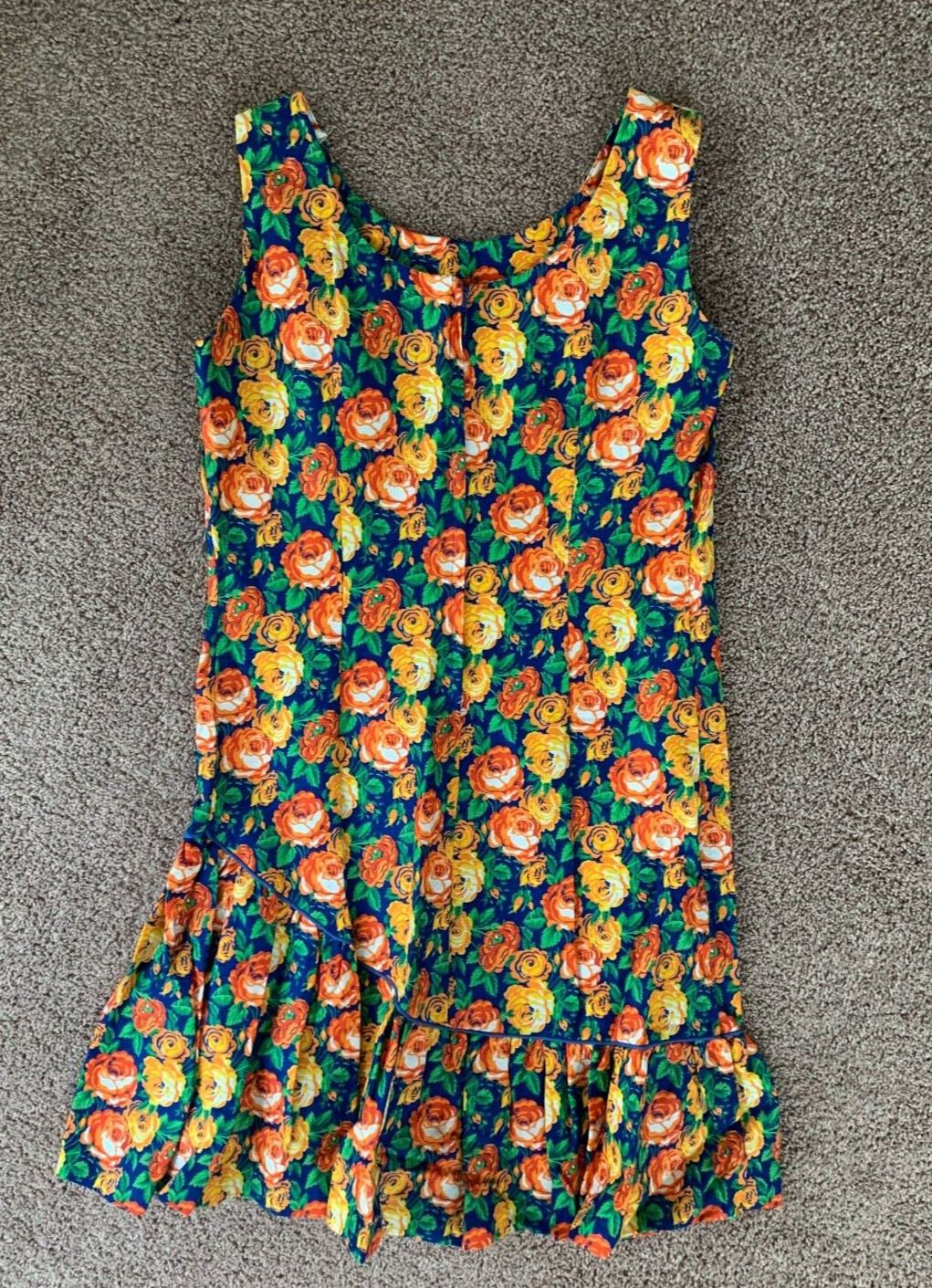 Vintage NEW Boutique of California Floral Ruffled Bottom Dress Chest 34”