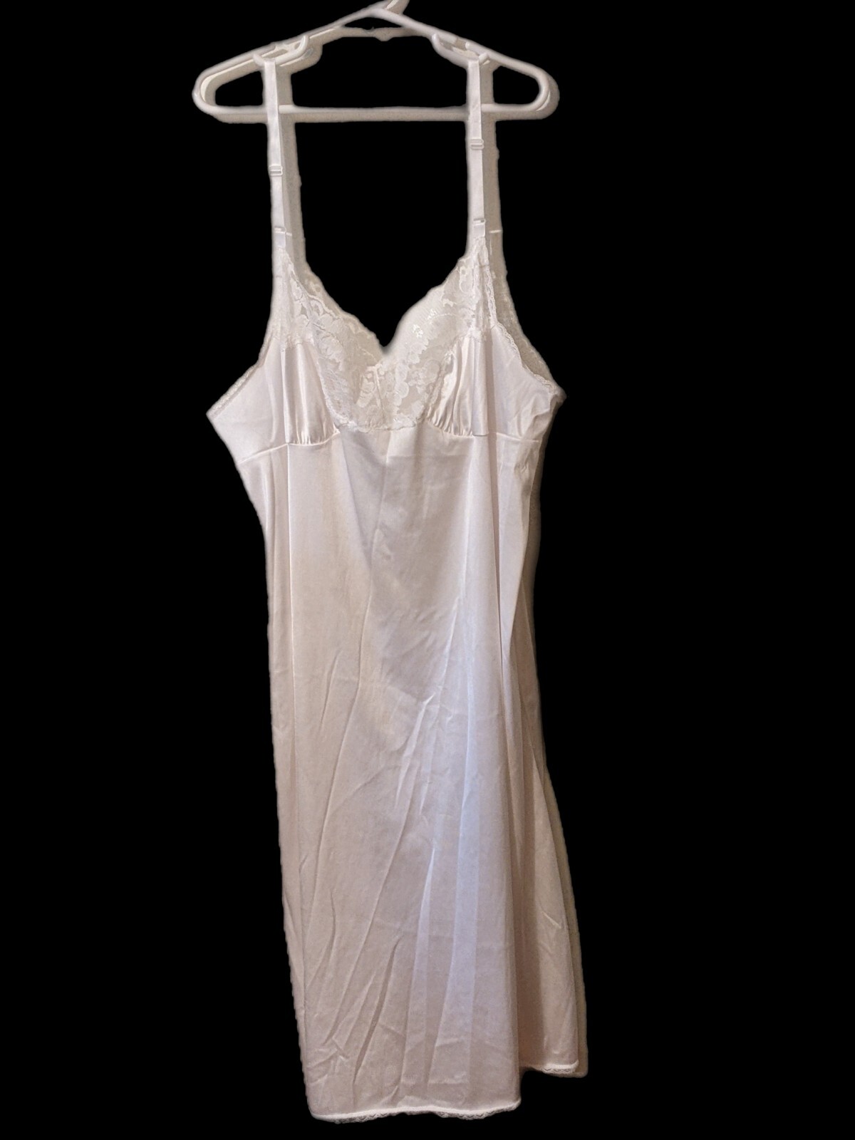 Vintage Vassarette White Nylon Slip Petticoat Size 38 24″/44 Style 10-105
